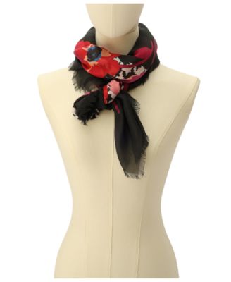 Women's Houndstooth Poppies Modal Square Scarf