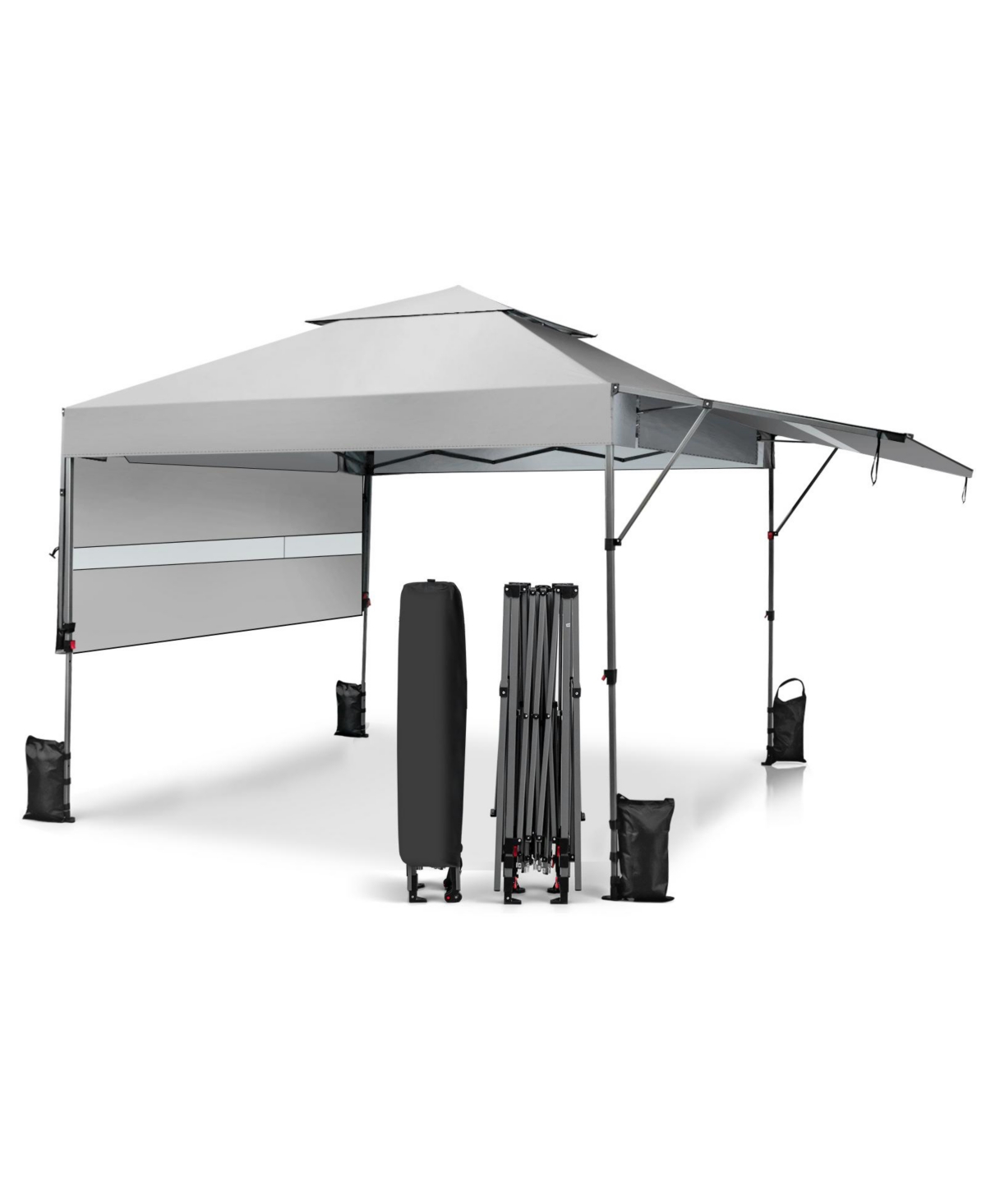 10 x 17.6 Feet Outdoor Instant Pop-up Canopy Tent with Dual Half Awnings-White - White