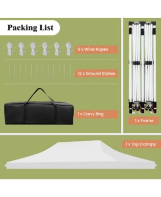 10 x 20 FT Pop-up Canopy Tent with Carrying Bag-White