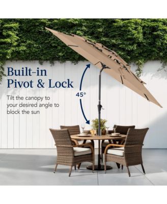 10ft 3-Tier Patio Umbrella, Market Sun Shade w/ Tilt Adjustment, Easy Crank