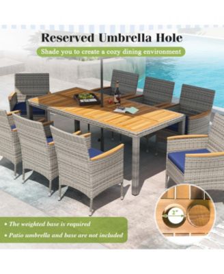 9 Pieces Patio PE Wicker Dining Set for Deck, Garden and Yard