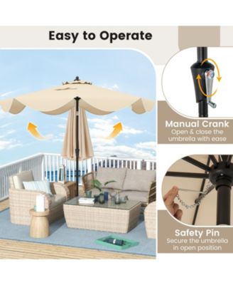 9 FT Patio Umbrella with Crank Handle and Push Button Tilt