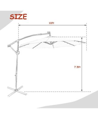 10 Feet 360° Rotation Solar Powered LED Patio Offset Umbrella without Weight Base
