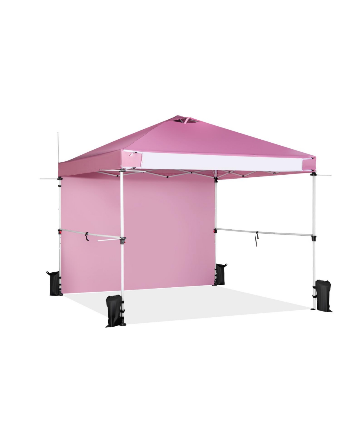 10 x 10 Feet Foldable Commercial Pop-up Canopy with Roller Bag and Banner Strip - Pink