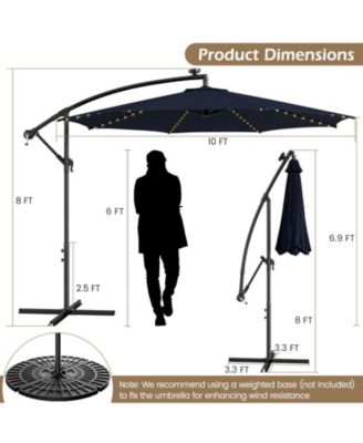 10 Feet Patio Offset Umbrella with 112 Solar-Powered LED Lights-Beige-Navy