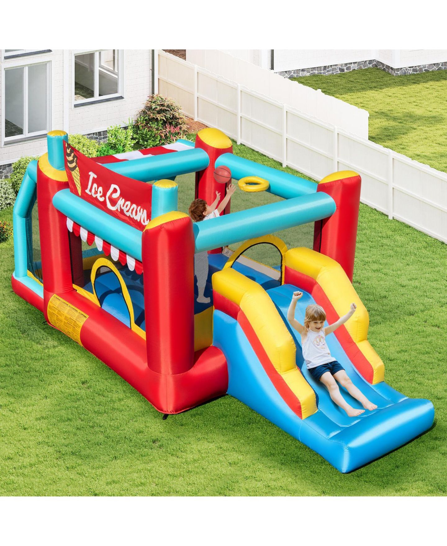 Детская игрушка GOUUN 5-in-1 Ice Cream Inflatable Bounce House with Slide, Oxford Fabric, 480W Blower, Ages 3-10, цвет: Разноцветный — фото 3