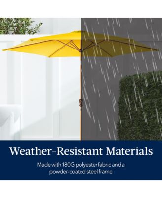 10ft Outdoor Woodgrain Pattern Steel Market Patio Umbrella w/ Crank, Tilt