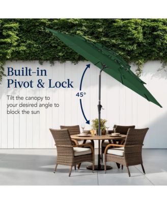 10ft 3-Tier Patio Umbrella, Market Sun Shade w/ Tilt Adjustment, Easy Crank