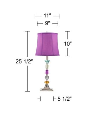 Bijoux Modern Chic Bohemian Table Lamps 25.5" High Set of 2 Brushed Nickel Multi Colored Stacked Acrylic Gem Purple Drum Shade for Kids Girls Room Bedroom Bedside House Home - 360 Lighting