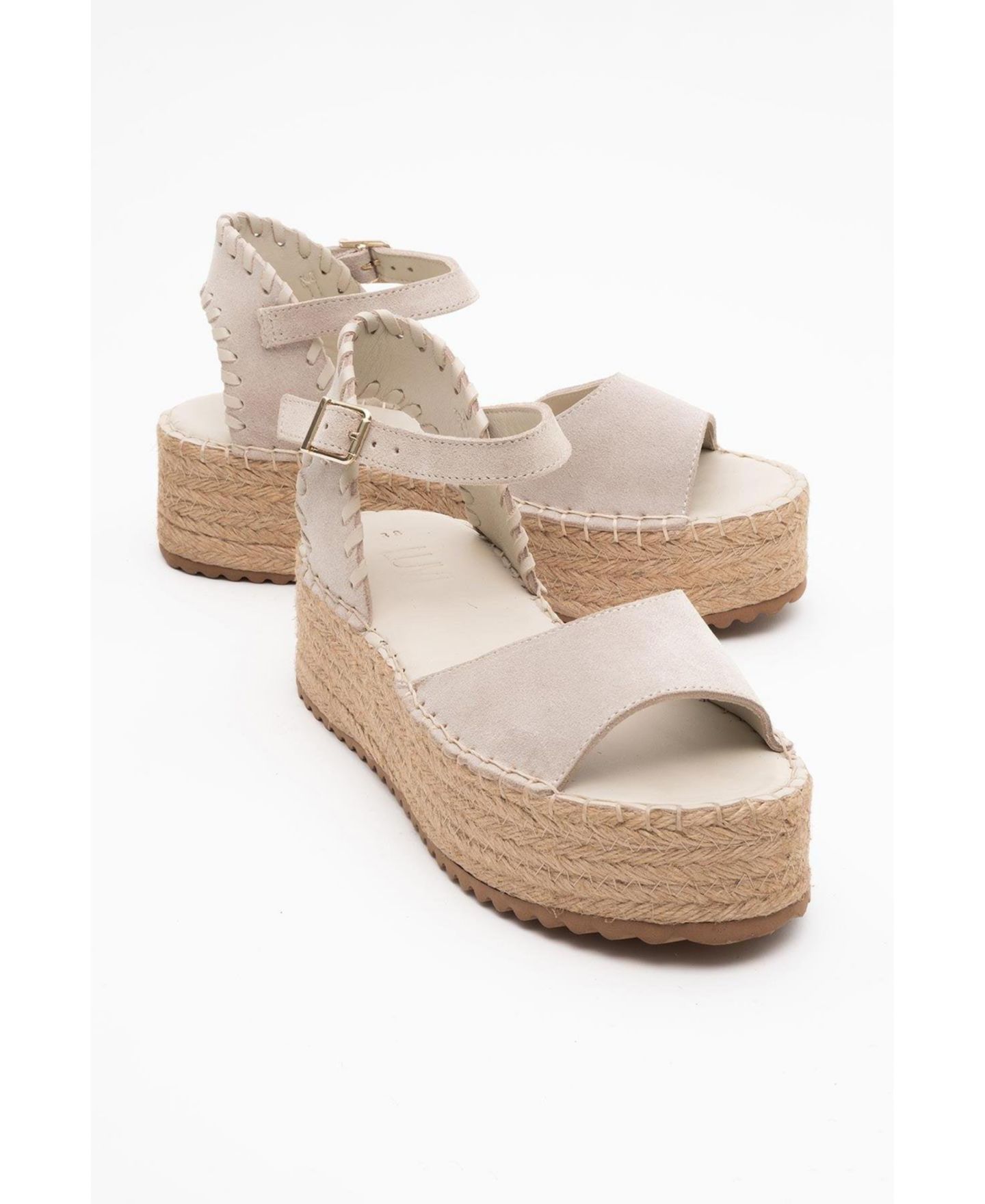 Женские сандалии Forever & Always Shoes Serez Leather Platform Espadrilles Sandal (Women), цвет: Бежевый замшевый кожаный — фото 1
