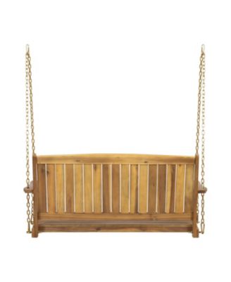 8.25 in. Outdoor Acacia Wood Porch Swing with 8 Feet Chains
