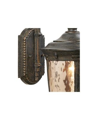 Bellagio Vintage Outdoor Wall Light Fixtures Set of 2 Veranda Bronze Downbridge 16 1/2" Champagne Hammered Glass for Post Exterior