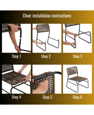 Patio Furniture Set 3 Piece Mixture Pattern PE Rattan Steel Frame And Modern Round Table