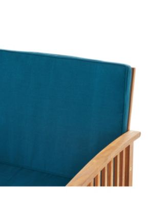 Outdoor 4-Pcs Set Acacia Wood Sofa Set with Water Resistant Cushions