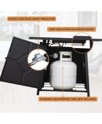 28 in. Metal Outdoor Propane Gas Fire Pit Table 40,000 BTU Steel Fire Pit with Steel Lid, Weather Cover, CSA-pproved