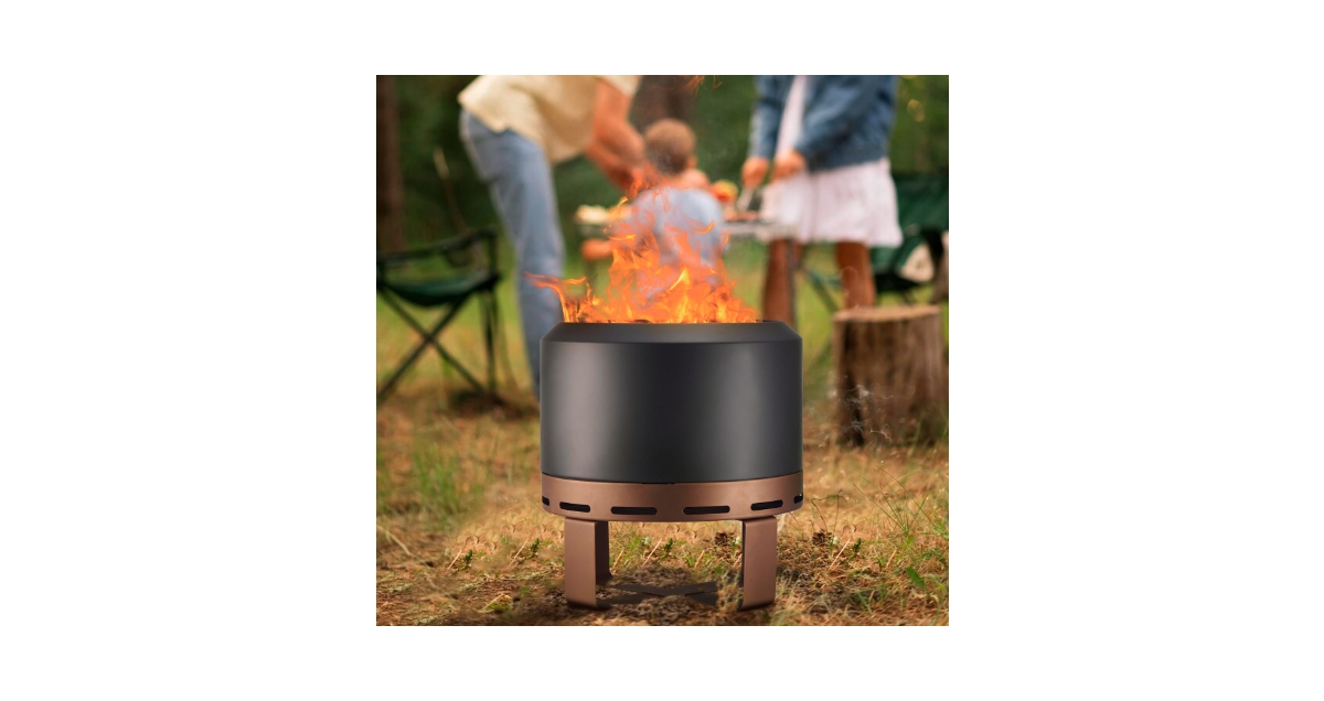 Outdoor Smokeless Fire Pit Stove 24'' for Camping Bonfire, Wood Burning Fire Place Firepit with Stand for Patio Backyard Outside