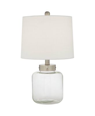 Coastal Accent Table Lamps 20.5" High Set of 2 Small Clear Glass Fillable Shells White Drum Shade for Living Room Family Bedroom