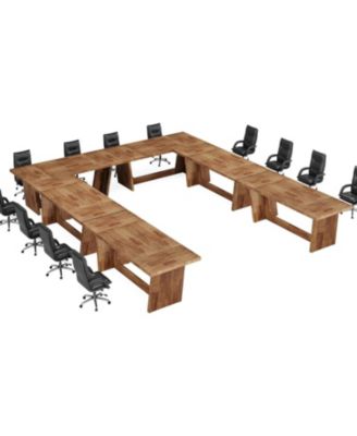 6FT Conference Table Set of 4, Rectangular Seminar Table for Meeting Room, Solid Executive Business Furniture Boardroom Desk