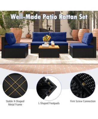 5 Piece Outdoor Furniture Set with Solid Tabletop and Soft Cushions