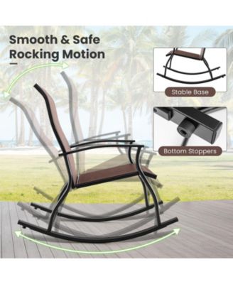 2 Pieces Outdoor Rocking Chairs with Breathable Backrest