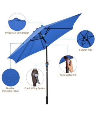 9 ft Outdoor Market Patio Table Umbrella Push Button Tilt Crank Lift-Blue