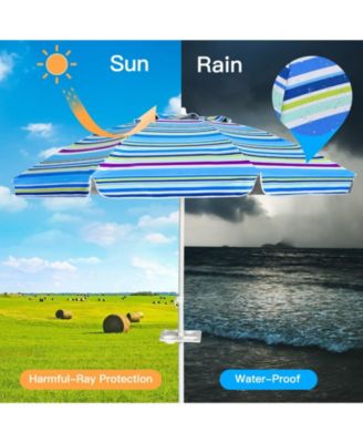 7.2 Feet Portable Outdoor Beach Umbrella with Sand Anchor and Tilt Mechanism