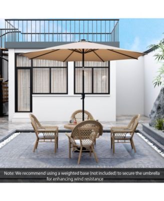 10 Feet Patio Umbrella with 112 Solar Lights and Crank Handle