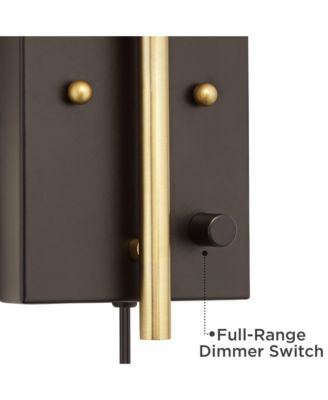 Chester Modern Swing Arm Wall Lamp Brass Black Plug-in Light Fixture Tan Drum Shade for Bedroom Bedside Living Room Reading Home House