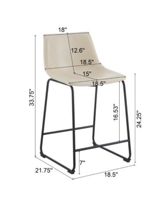 Streamdale Vintage Faux Leather Counter Stools (Set of 2)