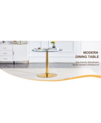 35" Glass Top Round Dining Table - Gold Legs