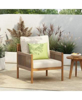 Streamdale Woven Outdoor Lounge Chair - Wood Frame, Polyester Cushions
