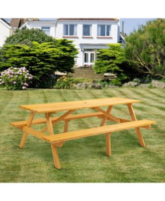 Streamdale 8-Person Brown Picnic Table with Benches
