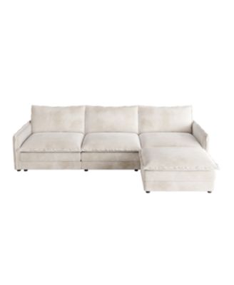 Streamdale Corduroy 3-Seater Cloud Couch with Footrest & Cushions