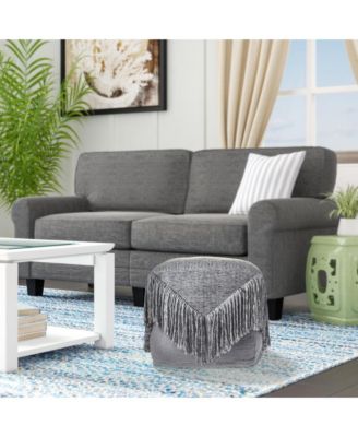 18" Grey Wool Ottoman