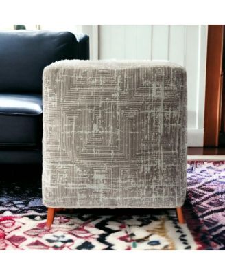 18" Grey Polyester Blend Ottoman