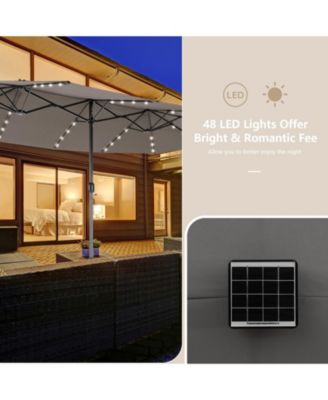15 Feet Double-Sided Patio Umbrella with 48 LED Lights