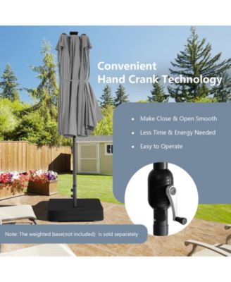 15 Feet Twin Patio Umbrella with 48 Solar LED Lights