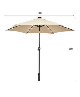 9 Feet Solar LED Lighted Patio Market Umbrella with Tilt Adjustment without Base