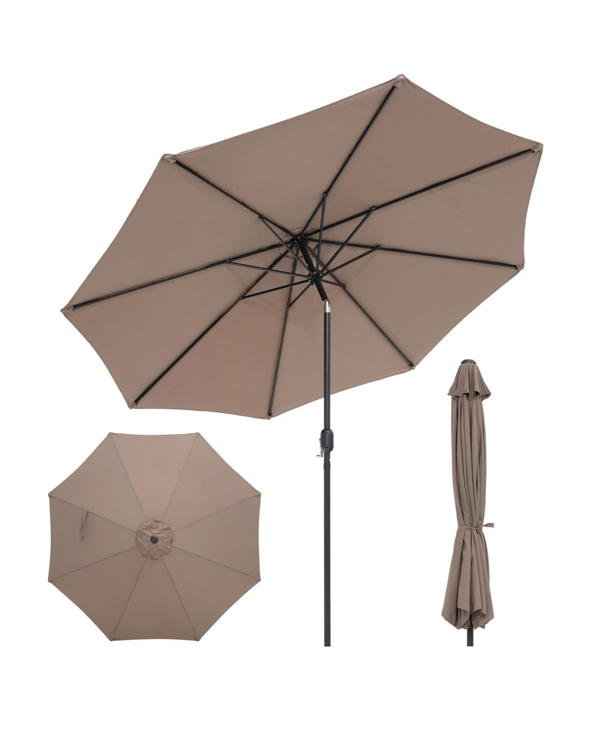 10 Feet Outdoor Patio Umbrella with Tilt Adjustment and Crank - Brown