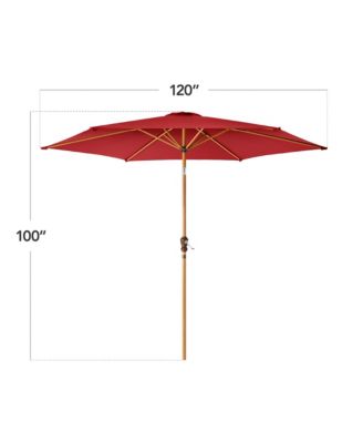 10ft Outdoor Woodgrain Pattern Steel Market Patio Umbrella w/ Crank, Tilt