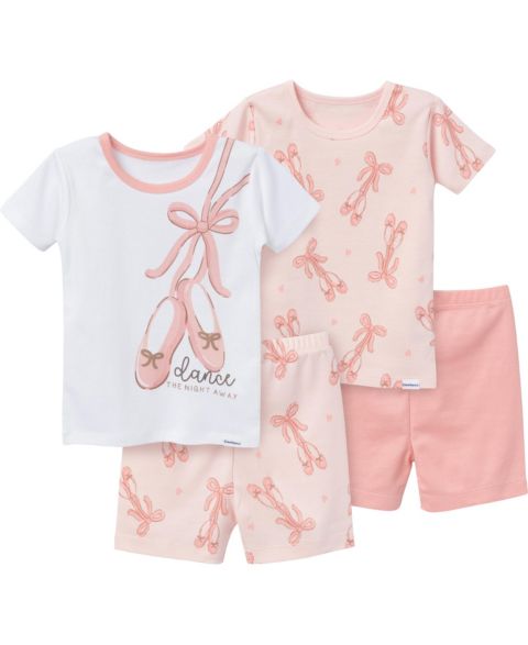 Детские пижамы Gerber Baby Boys Top and Shorts Pajama Sets, 4-Piece, Stripes, цвет: Ballet Slippers