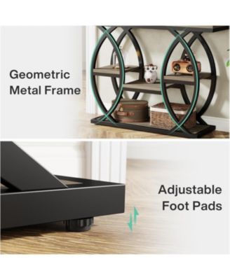 39.4" Console Table, Industrial 4-Tier Sofa Table Entryway Table with Storage Shelves, Narrow Wood Accent Tables with Metal Frame for Small Spaces, Hallway, Foyer