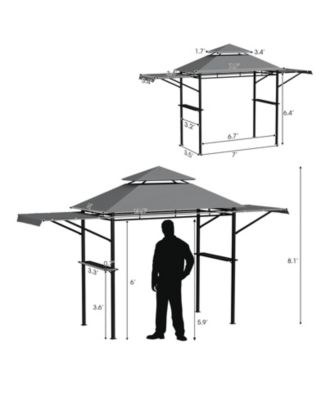13.5 x 4 Feet Patio BBQ Grill Gazebo Canopy with Dual Side Awnings