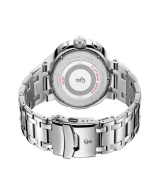 Men's Heist Platinum Series Diamond Silver-Tone Stainless Steel Watch, 47.5mm