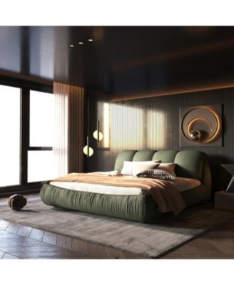 Streamdale Queen Upholstered Platform Bed with Backrest and Solid Legs