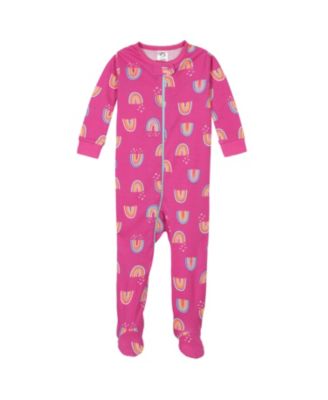Baby Girls 2-Pack Snug Fit Footed Cotton Pajamas, Love, 0-3 Months