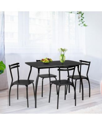 5 Pieces Dining Table Set with 4 Chairs and Backrests
