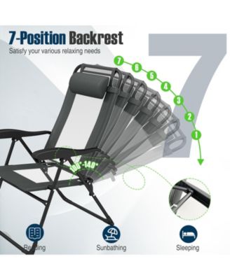 Outdoor Folding Chairs Set of 2 with Armrests and 7-Level Backrest