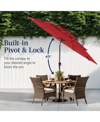 10ft 3-Tier Patio Umbrella, Market Sun Shade w/ Tilt Adjustment, Easy Crank