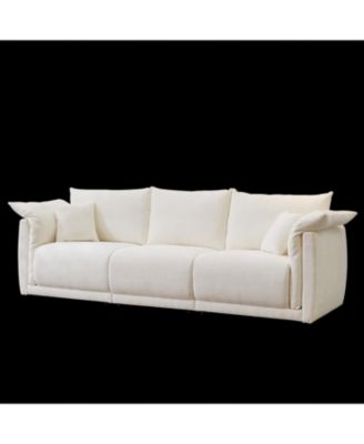 98.5" Beige Linen Sofa with Pillows